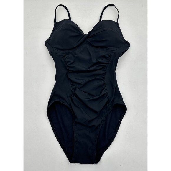 Spanx Love Your Assets Swimsuit Womens One Piece Ruched Black S - Picture 1 of 11